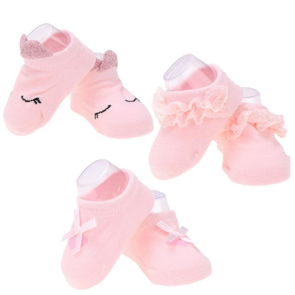 3 pares de calcetines antideslizantes para forma de recién nacido, , niño y niño pequeño 0-1 años