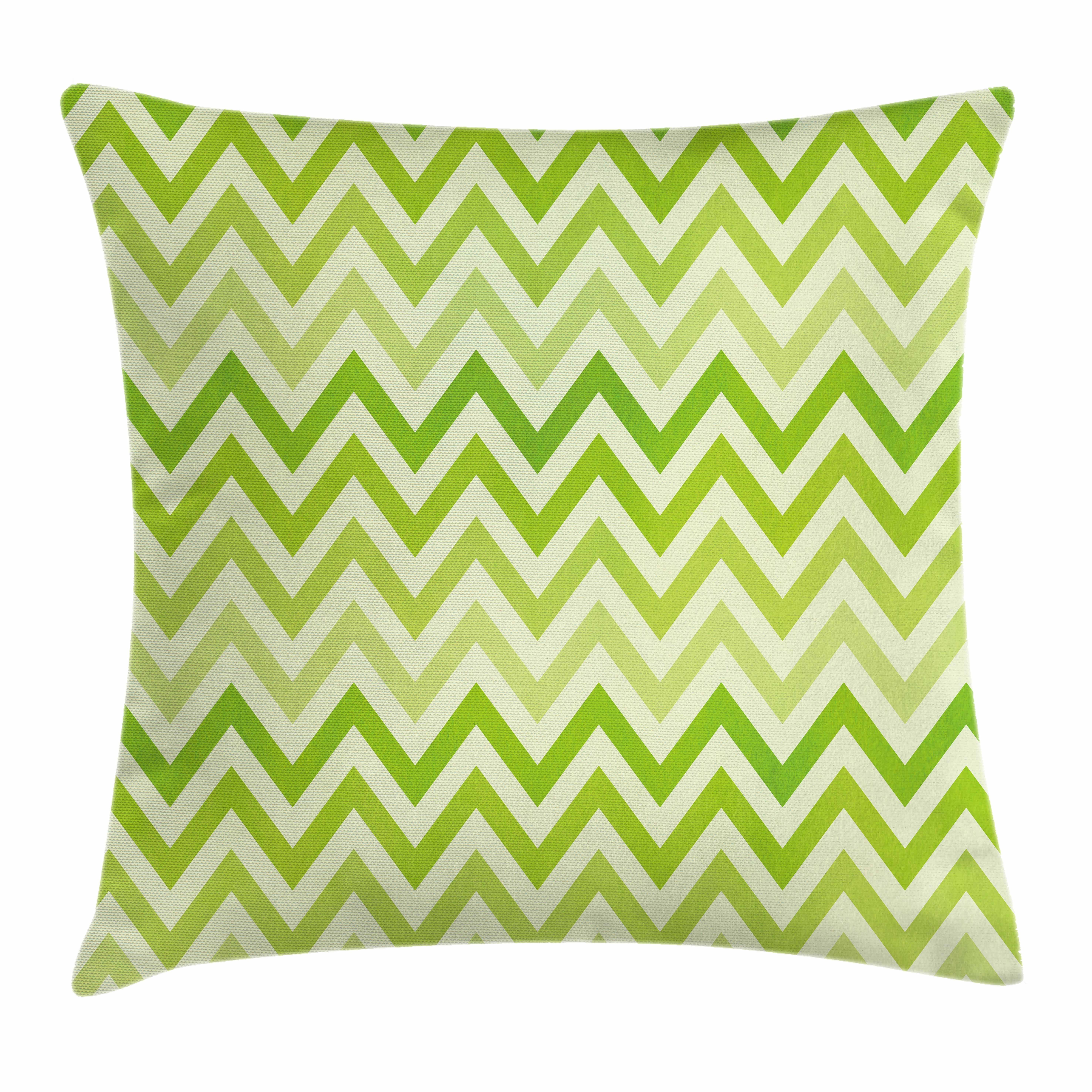 Lime Green Throw Pillow Cushion Cover, Chevron Traditional Zig Zag