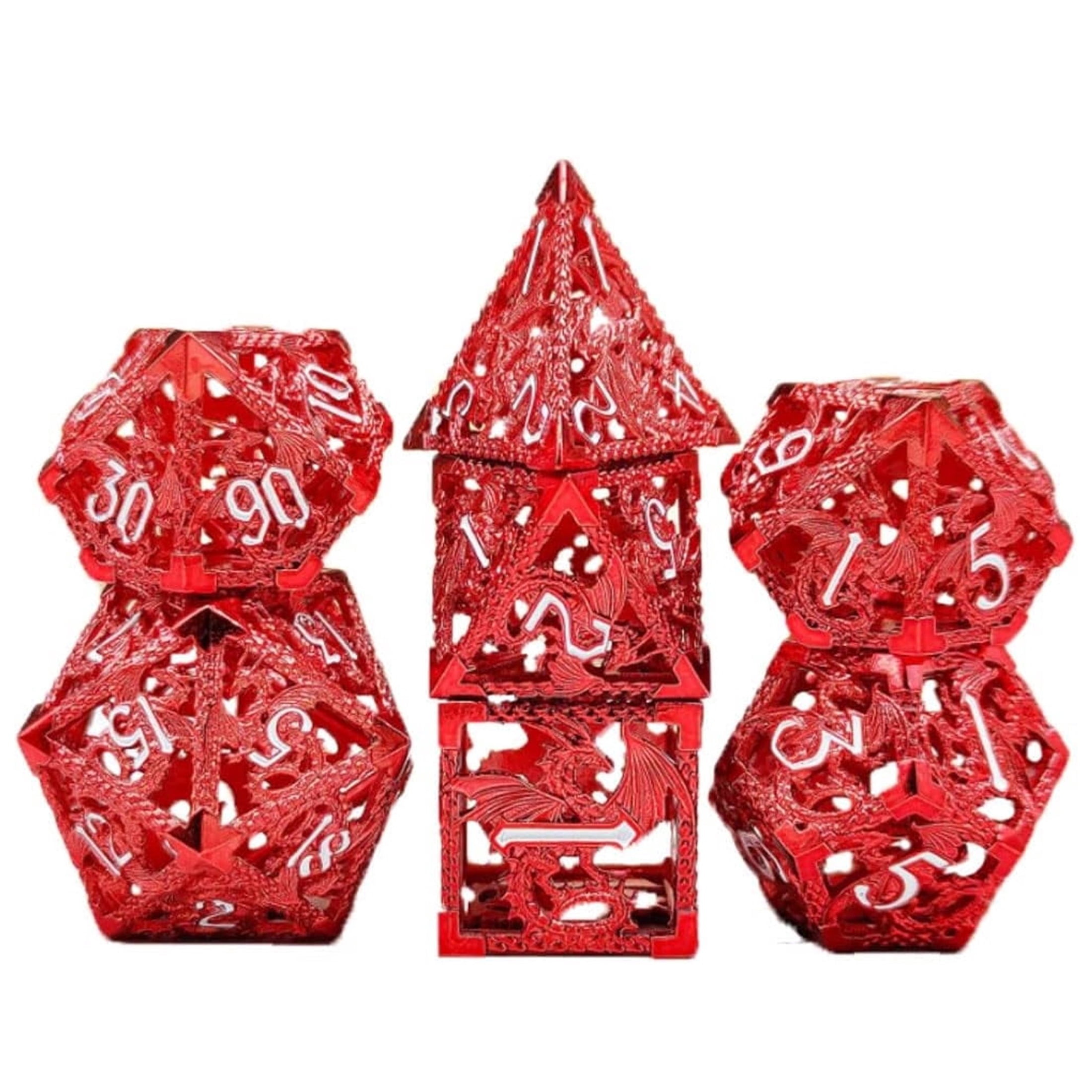Hollow Metal DND Dice Set, Dungeons and Dragons Accessories, D4 D8 D10 D12 D20 (Dark Iron),Adult