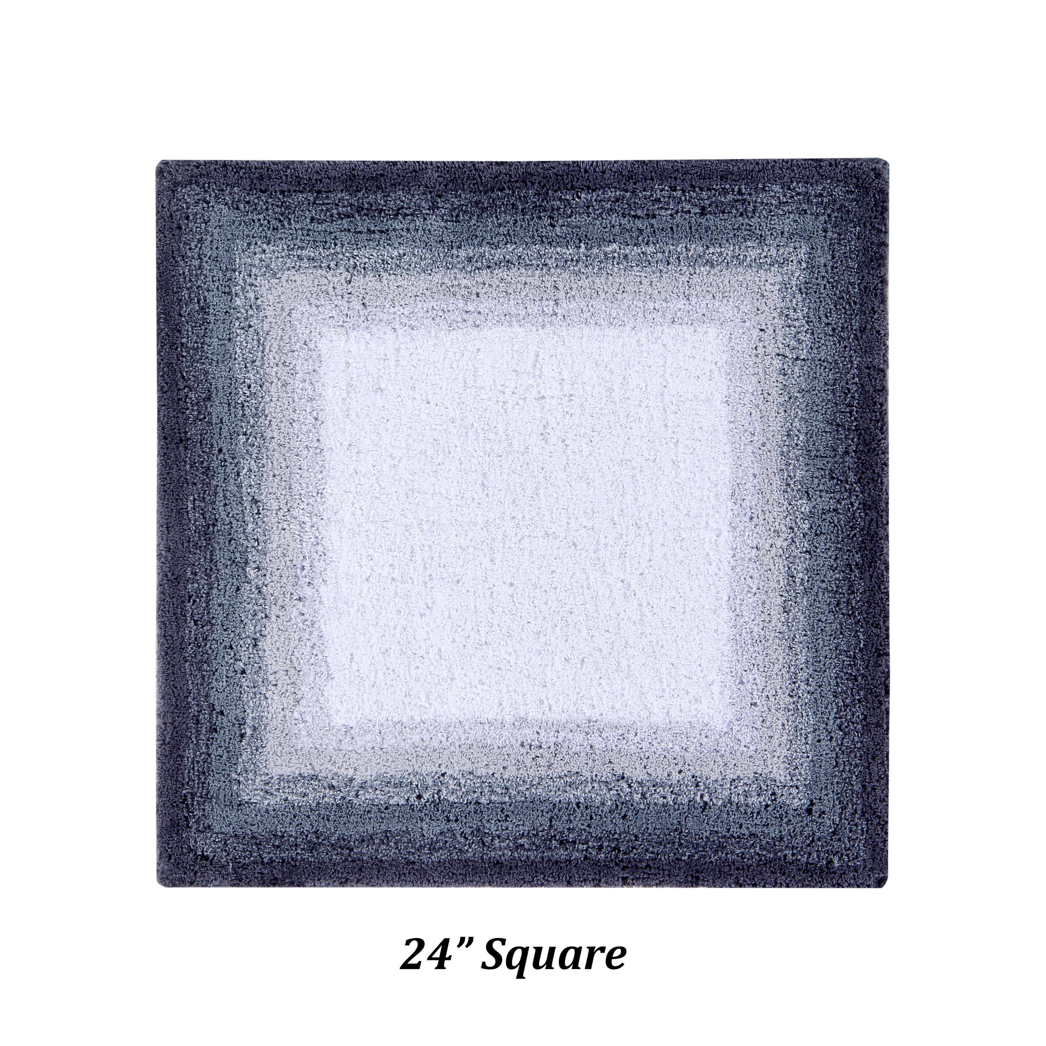 Better Trends Square Bath Mat 24" x 24", 100% Cotton Non Slip Bathroom Rug, Water Absorbent, Machine Washable Bath Rug, Gray - Torrent Collection