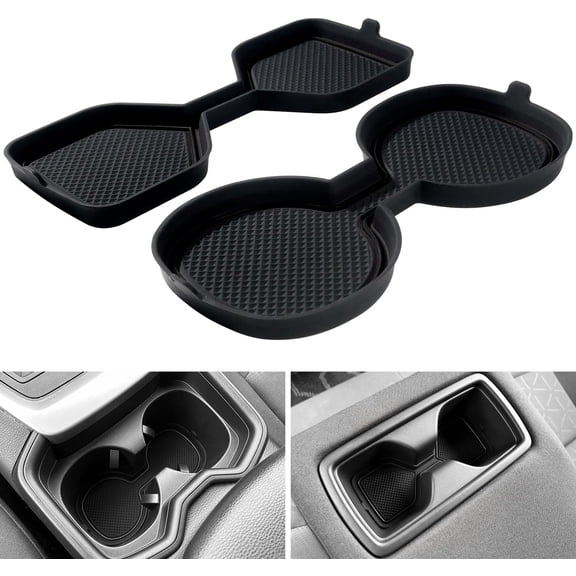 3D Cup Holder Inserts for Toyota RAV4 Accessories 2025 2024 2023 2022 2021 2020 2019 Silicone Cup Coaster Mats Pad Center Console Liner (2Pcs Set, Black Trim)
