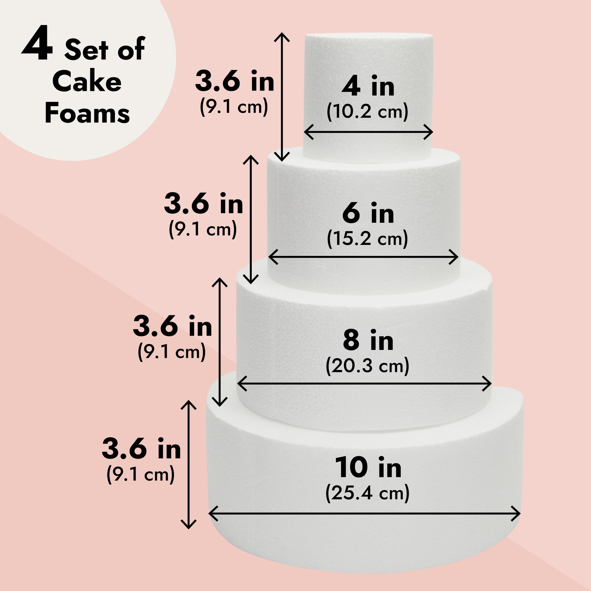 Tier Round Foam Cake Dummy Set, 4