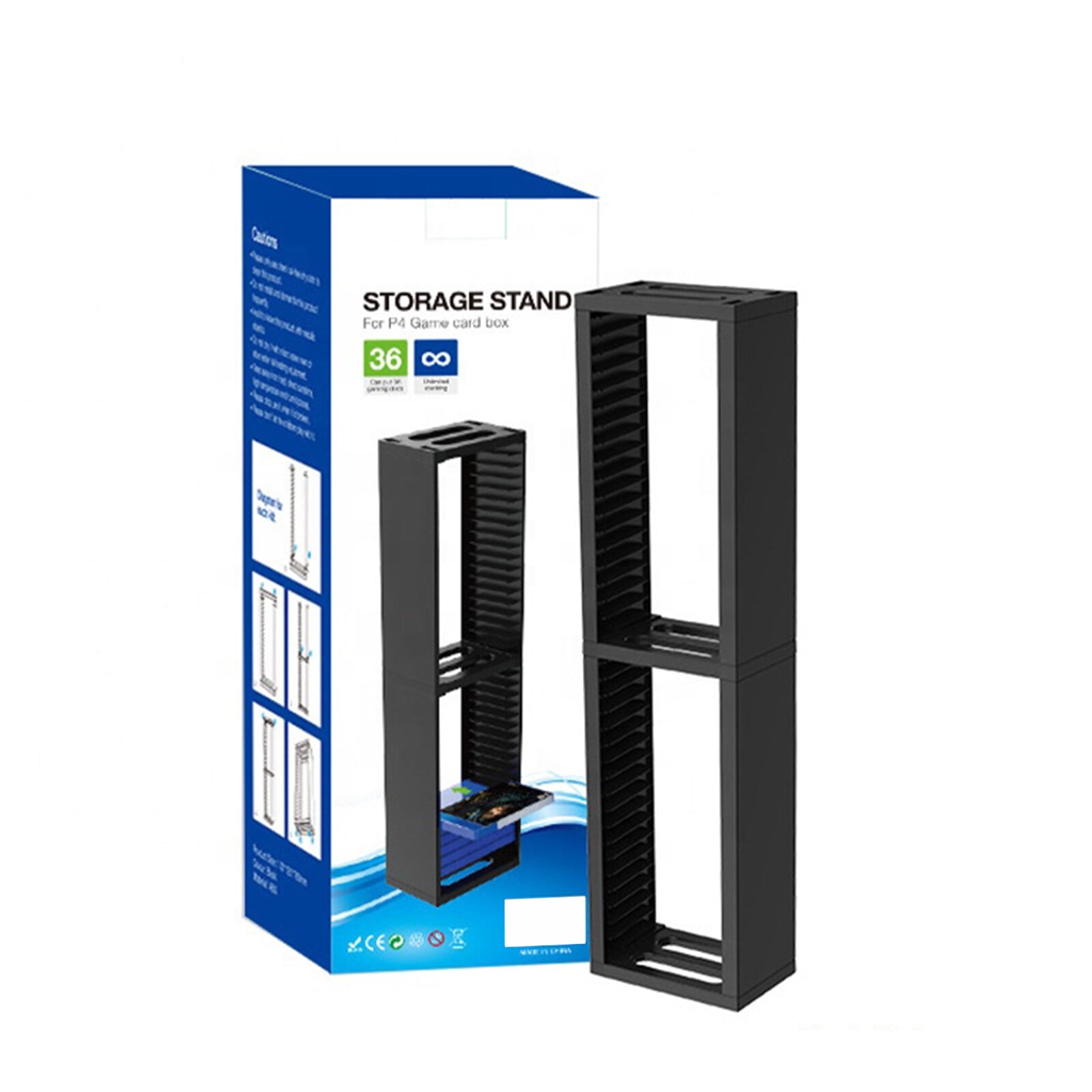 DERCLIVE Universal Game Storage Tower – Stores 36pcs Video Game Discs, Game Holder Rack for PS5/ PS4/ PS3/ Xbox Series S, Universal Game Disc Holder