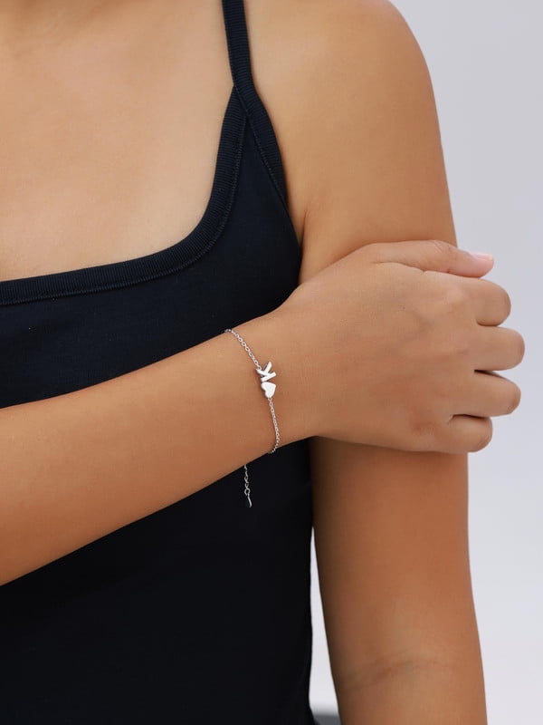 Silvora Women's Sterling Silver Bracelets Heart & Alphabet Letter K Initial Bracelet Charm Jewelry Gifts for Her