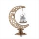 thumbnail image 1 of Adornos de Linterna de Luna de Madera, Artesanías, Decoraciones para el Hogar, Regalos y Decoraciones Artesanales (Luna Estrella Plateada), 1 of 5