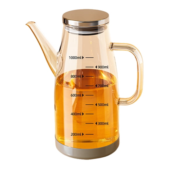 Homelife Glass Oil Dispenser Bottle with Drip-Free Spout 600/800/1000ml Large Capacity Oil Pot for Vinegar Soy Sauce Food-Grade Kitchen Gadgets