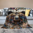 thumbnail image 2 of COMIO Black Bear Throw Blanket Farmhouse Rustic Brown Bear Decor Countryside Woodland Bear Lover Gifts Soft Cozy Plush Warm Flannel Bedding Blanket for Teens Adults Couch Travel, 2 of 6