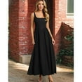 thumbnail image 4 of Defitshape Women's Ankle A Line Long Dress Backless Dresses Autumn Bunched Sleeveless Billowy Chic Shirred Waist Sundress Black Large, 4 of 4