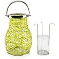 thumbnail image 4 of Northlight Woven Iron Pillar Candle Lantern with Glass Hurricane - 13.5" - Green, 4 of 8