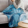 thumbnail image 3 of Marble Blue Blanket Soft Cozy Warm Throw Blanket for Couch, Plush Fuzzy Flannel Fleece Blankets for Sofa, Modern Aesthetics Abstract Impressionist Bed Blankets Lightweight Gifts for Women, 50"x60", 3 of 9