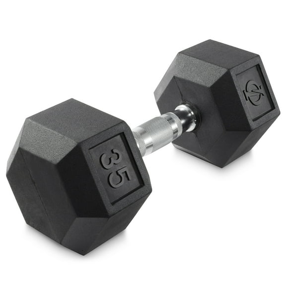 Philosophy Gym Rubber Coated Hex Dumbbell Hand Weight, 35 lbs