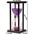 thumbnail image 2 of Reloj de arena de 60 minutos, temporizador de 1 hora para decoración del hogar, reloj de arena, adorno de oficina, marco de madera, reloj de arena, temporizador de cocina de 1 hora, color morado, 2 of 4