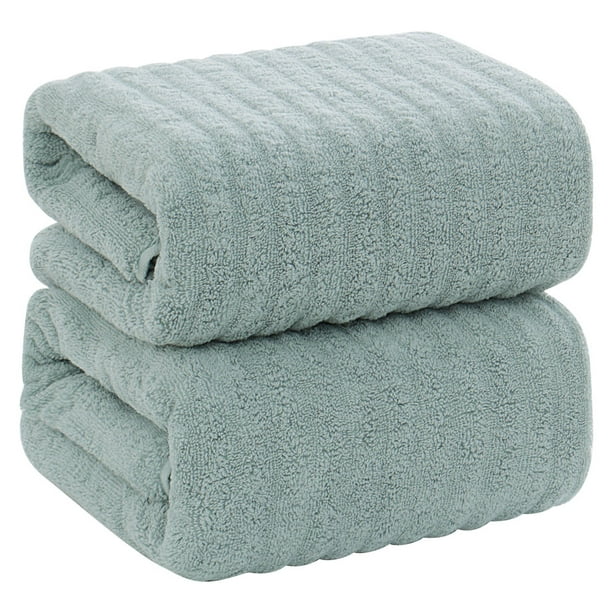2Pack 100 Cotton Ribbed Textured Absorbent Bath Towels 27" x 55" Blue