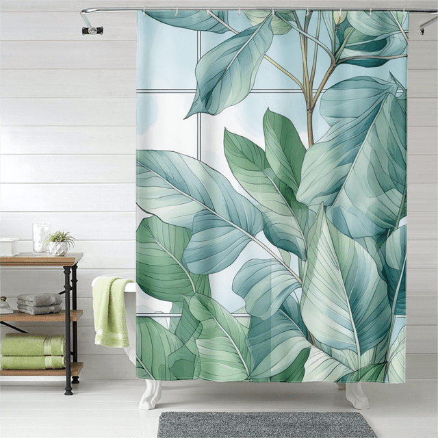 FABOTD Shower Curtain, Big Leaf Plant Shower Curtain for Bathroom