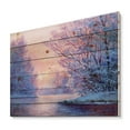 thumbnail image 2 of Designart 'The River Original With Winter Landscape' Lake House Print on Natural Pine Wood, 2 of 5