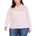 thumbnail image 1 of I.N.C Chemise à Rayures Douces pour Femmes, Rose, Grande Taille, 2X, 1 of 1