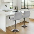 thumbnail image 2 of Alden Design Adjustable Swivel Bar Stools Modern Faux Leather Bar Chair Set of 2, Light Grey, 2 of 8