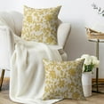 thumbnail image 3 of Yellow Floral Block Print Pillow Covers 20x20 Set of 2 Rustic Old Style Modern Vintage Flower Pattern Cream Decorative Throw Pillow Cases Outdoor Farmhouse Decoration for Sofa Couch Bed, 3 of 6