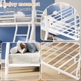 thumbnail image 6 of Kdymod Twin over Full Metal Low Bunk Bed with Stairs, Safety Rail & Steel Slats, Space-Saving Heavy Duty Bed Frame for Adults & Teens, No Box Spring Needed, White, 6 of 12
