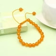thumbnail image 5 of QQTDFG Glass Stone Beads Bracelet Adjustable Size 7MM Lace Up Clasp L532-Orange, 5 of 7