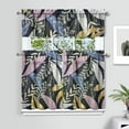 thumbnail image 2 of Hawaiian Floral Kitchen Curtains Set of 3, 27.5x36in Polyester Tier and Valance, Tropical Leaves and Exotic Flowers Pattern, Perfect for Kitchen or Bathroom Windows, 2 of 5