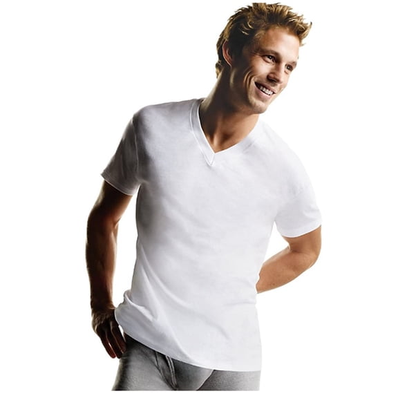 Men's ComfortSoft White V-Neck T-Shirt 6 3 Free Bonus Pack