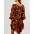 thumbnail image 3 of Lnzyyephy Women's Summer A-Line Dress 3/4 Sleeve Deep V Neck Floral Print Dress Casual Tie Back Dress, 3 of 5
