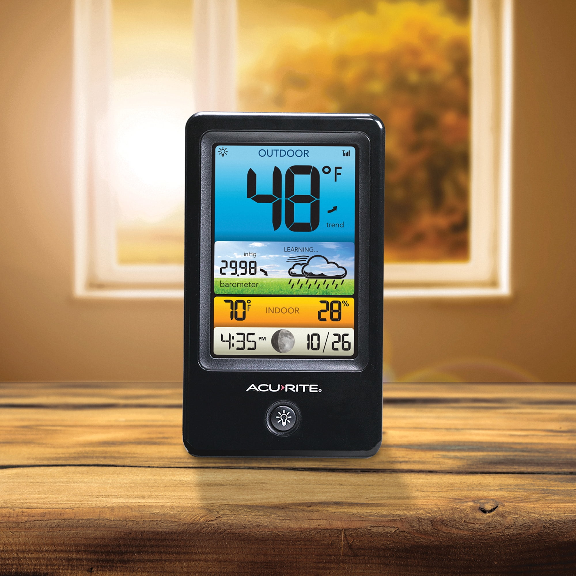 AcuRite Color Forecaster with Temperature and Humidity Gauge, LCD Display, includes Outdoor Weather Sensor (00503)
