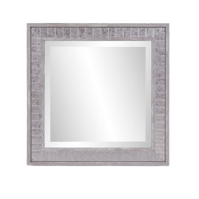 HomeRoots 401218 Warm Gray Faux Wood Square Mirror