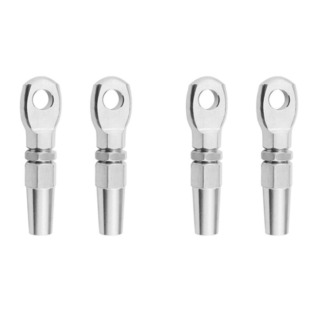 4 piezas de acero inoxidable 316 de grado marino, terminal de ojo sin estampa, cable de alambre, cuerda, kit de accesorios de aparejo para bricolaje, balaustrada