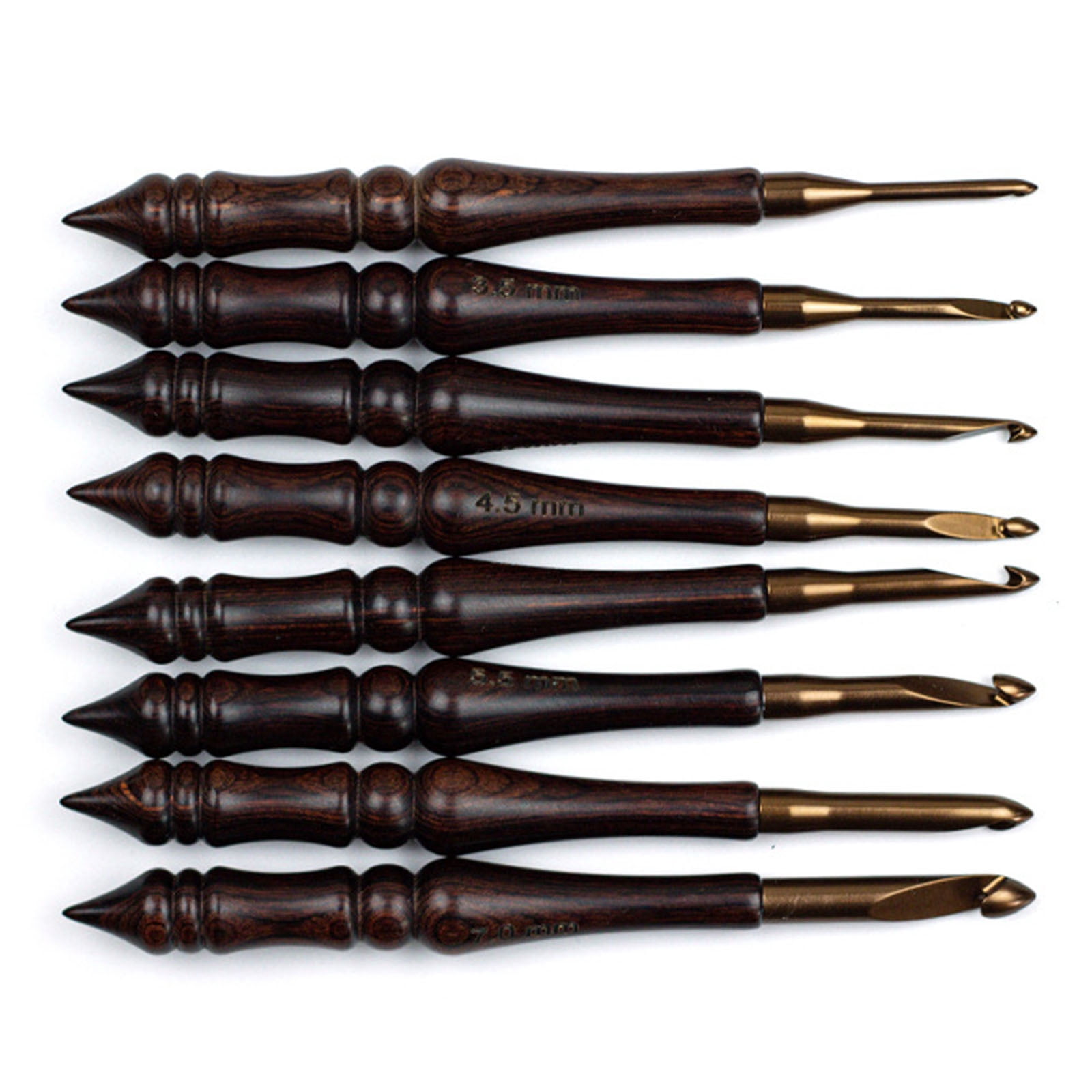 8Pcs Ergonomic Wood Handle Aluminium Crochet Hook for Sweater Scarves Knitting Craft 3.0-7.0mm