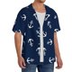 thumbnail image 2 of Balery Nautical Themed Simple Anchors Camisa Casual de Manga Corta con Botones para Hombre, Texturizada, Estilo Cubano, para Playa, Verano-X-Large, 2 of 5