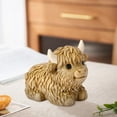 thumbnail image 4 of Resin Statue under $5! CQCYD Scottish Highland Cow Resin Statue, Realistic Animal Figurine Decor, Standing or Lying Pose Cow Sculpture, Farmhouse Desktop Ornament for Living Room Shelf Decor, 4 of 6