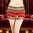 thumbnail image 5 of Segolike Women Belly Dance Skirt Shiny Hip Scarf Wrap for Festival Tango Themed Party Red, 5 of 8