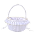 thumbnail image 3 of Cesta de flores para niña de boda con asa de perla artificial, cesta de flores decorativa de encaje para suministros de fiesta, 3 of 9