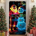 thumbnail image 1 of Hogar y cocina, Decoración del hogar, Cubierta de puerta navideña brillante con estampado de Papá Noel y árbol, pancartas festivas para fiestas navideñas en interiores y exteriores, decoración del hog, 1 of 6