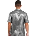 thumbnail image 2 of Miaeowve Mens Shiny Sheer Top PVC Leather Wet Look Glossy T-Shirt for Halloween Beach Pool Rave Party Silver L, 2 of 5