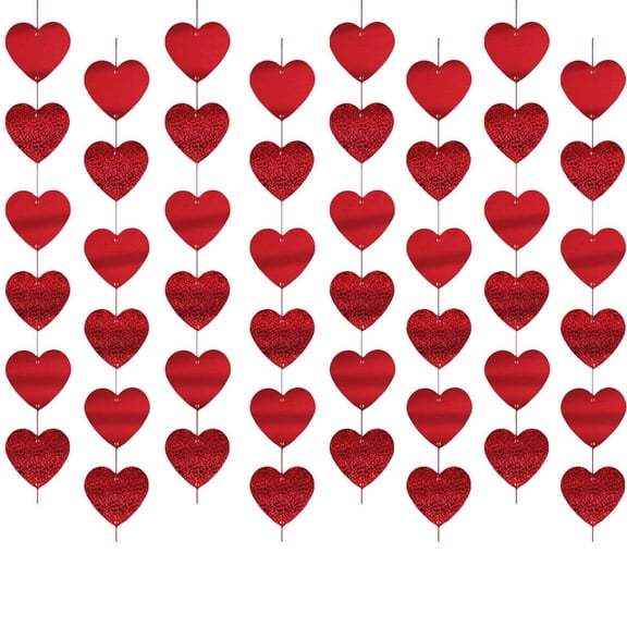 Valentine's Day Decoration Hanging Rope Wall Decoration Valentine's Day Hanging String Decoration Party Heart Shaped Garland Ribbon Decoration,D