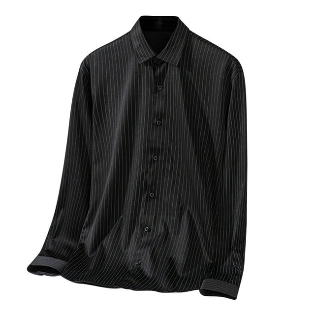 Men's Solid Color Long Sleeve Casual Business Shirt - Non Ironing Overalls