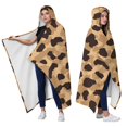 thumbnail image 2 of Wearable Blanket,Beige and Black Leopard Pattern Hooded Wearable Flannel Blanket for Adults & Teens,Winter Poncho Shawl Wrap Cape Cozy Anti-Pill,50"x60", 2 of 5