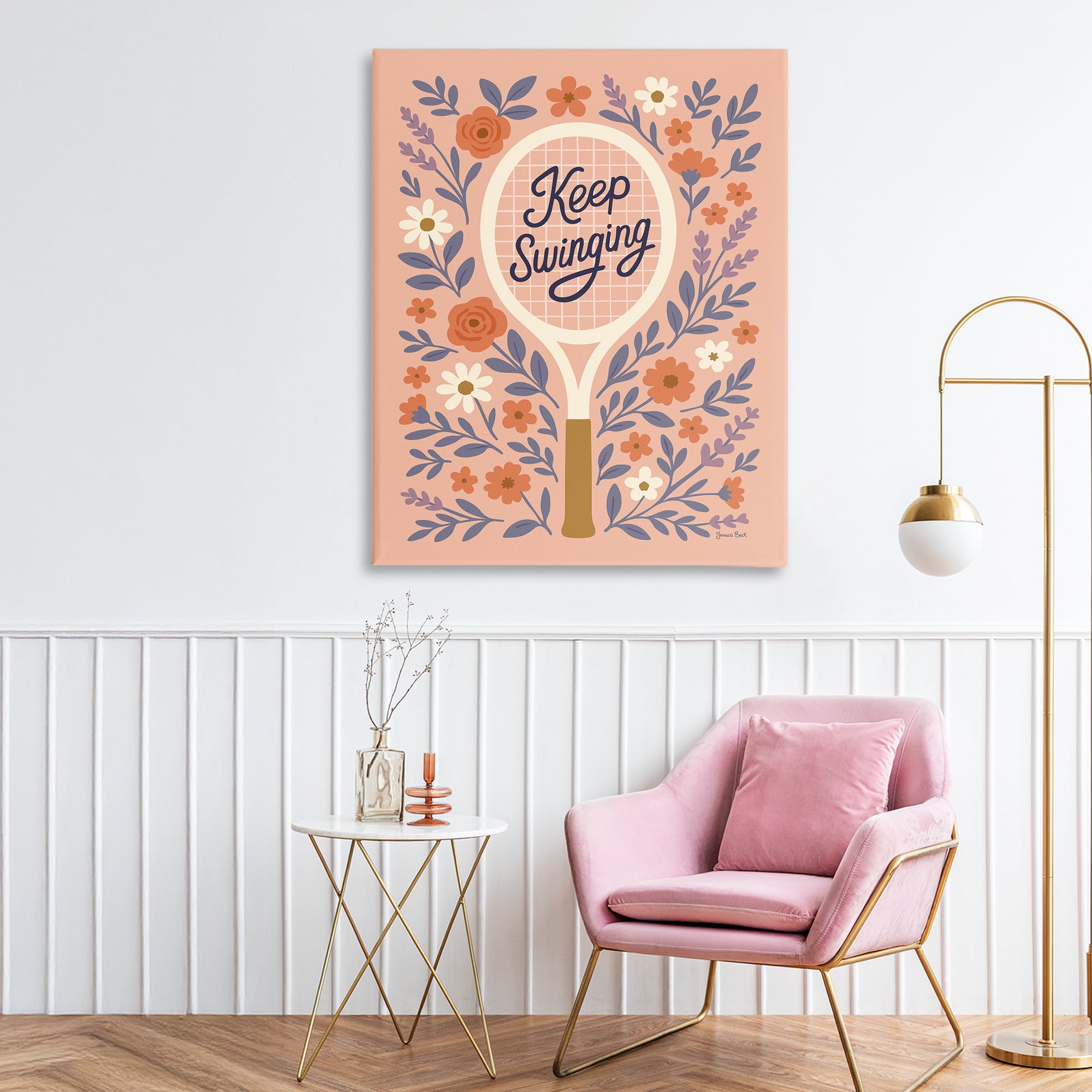 Stupell Industries Keep Swinging Floral Tennis Canvas Wall Art, design by Jessica Beck