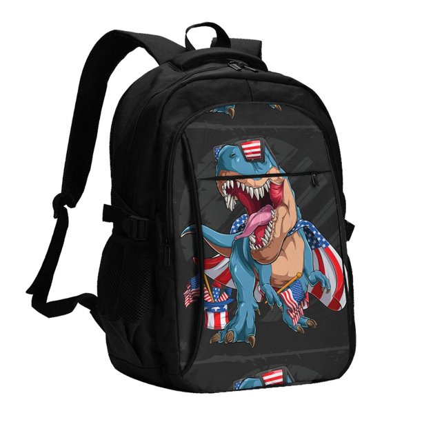Fotbe Blue Dinosaur Mochila con Estampado y Puerto USB para Hombre y Mujer, Mochila Antirrobo, Mochila de Viaje, Mochila Escolar, Mochila Universitaria