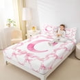 thumbnail image 3 of Erosebridal Cute Pink Bowknot Bed Sheets,Girls Letter C Monogrammed King Sheets For Kids 4pcs, 3 of 6