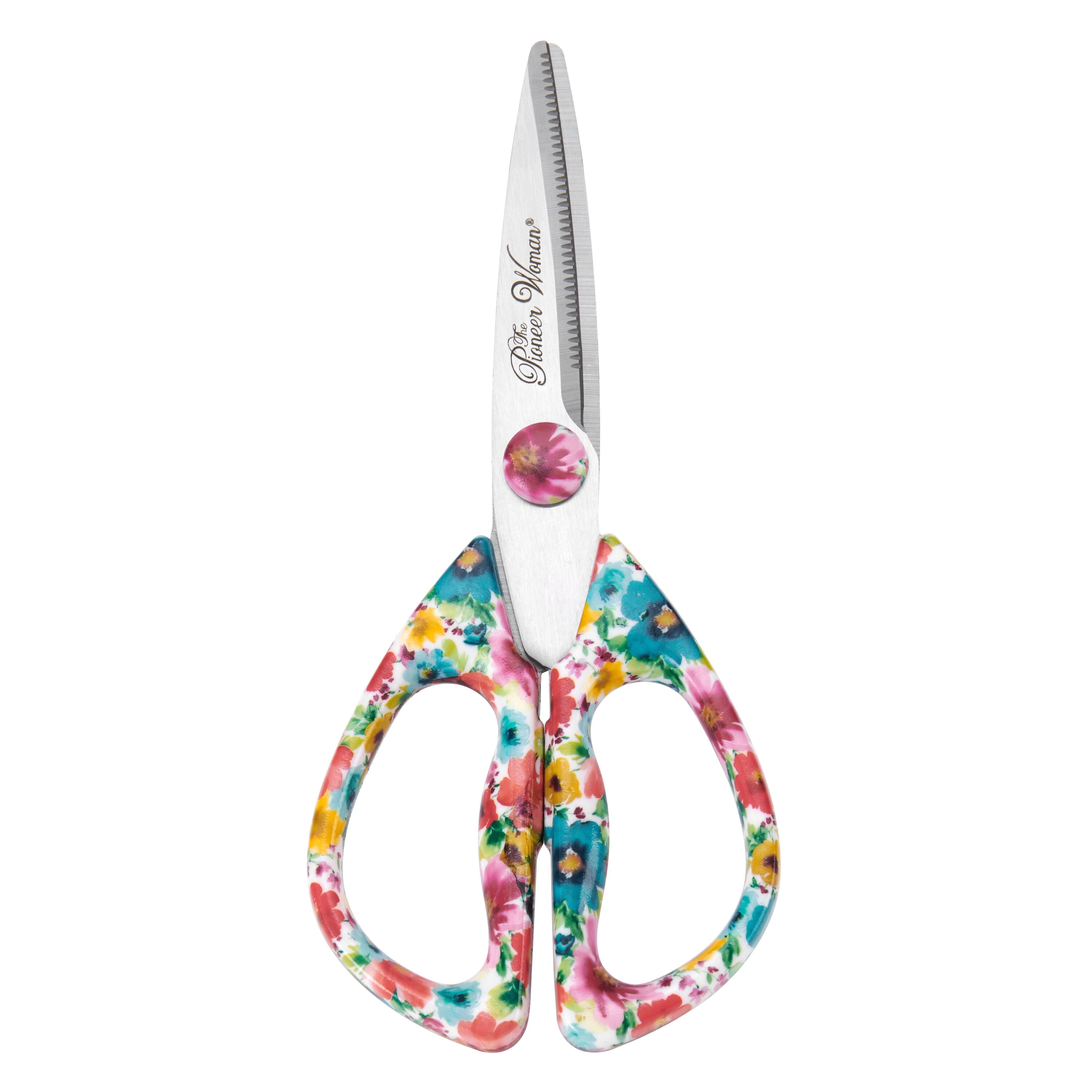 The Pioneer Woman Breezy Blossom 2-Piece All-Purpose Shears Set, Stainless Steel, Floral Pattern