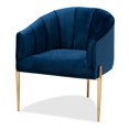 thumbnail image 1 of Baxton Studio Chaise d'Appoint Clarisse Velours Bleu Marine Finition Or, 1 of 9