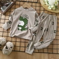 thumbnail image 2 of Atogsazn Baby Girl Boy Clothes Outfits Toddler Baby Kids Winter Boys Girls Solid Color Cute Print Long Sleeved Home Wear Clothes Suit 3-4 Years Gray, 2 of 4