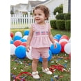 thumbnail image 6 of Loicainy Baby Toddler Girl 4th of July Clothes 6 12 18 24 Months 2T 3T 4T Flag Embroidery Plaid Frills Sleeveless Tank Tops Elastic Waist Shorts 2Pcs Summer Outfits Set, 6 of 9