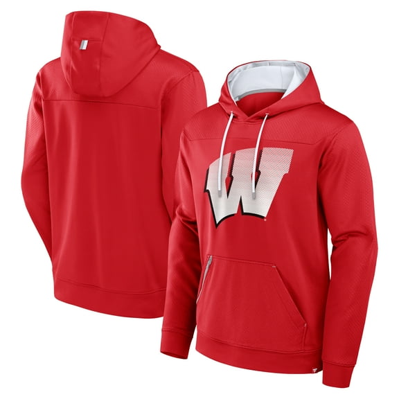 Men's Fanatics  Red Wisconsin Badgers Defender Dot Faded Primary Pullover Hoodie