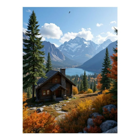 Diamond Art Kits for Adults - Lake Mountain Cabin Autumn Serenity 5d Diamond Painting for Adults, Diamond Art for Adults Beginners, Frameless Diamond Painting Kits for Adults for Home Wall Decor