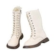 thumbnail image 2 of Liyamei Toddler Girls Knee High Combat Boots Lace Up Ankle Boots White Shoes for Kids Size 8, 2 of 5